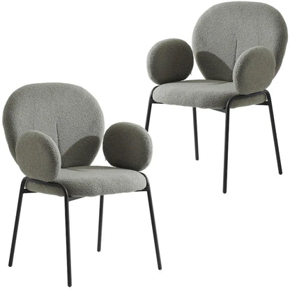Celestial Boucle Upholstered Iron Dining Chairs Set of 2 by LeisureMod