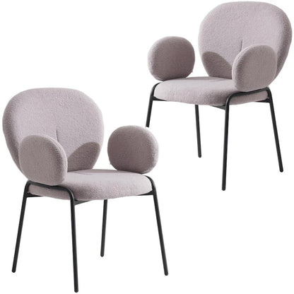 Celestial Boucle Upholstered Iron Dining Chairs Set of 2 by LeisureMod