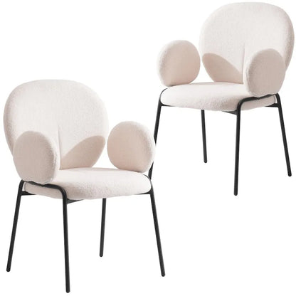 Celestial Boucle Upholstered Iron Dining Chairs Set of 2 by LeisureMod