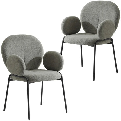 Celestial Boucle Upholstered Iron Dining Chairs Set of 2 by LeisureMod