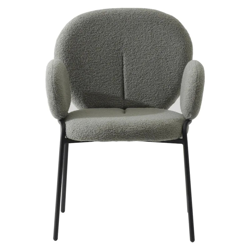 Celestial Boucle Upholstered Iron Dining Chairs Set of 2 by LeisureMod