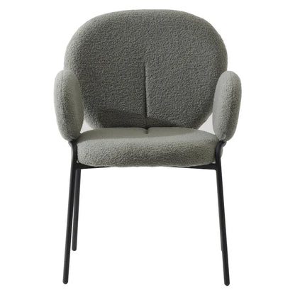 Celestial Boucle Upholstered Iron Dining Chairs Set of 2 by LeisureMod