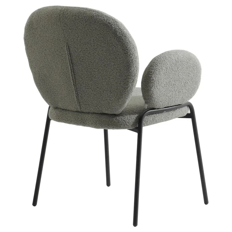 Celestial Boucle Upholstered Iron Dining Chairs Set of 2 by LeisureMod