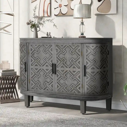 Accent Storage Cabinet Sideboard Wooden Cabinet with Antique Pattern Doors for Hallway, Entryway, Living Room, Bedroom