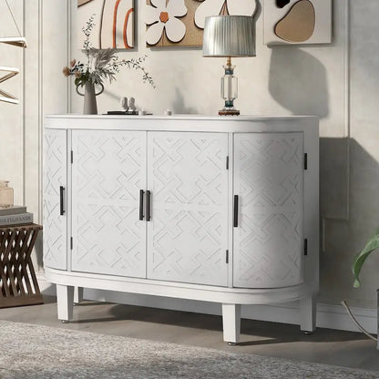 Accent Storage Cabinet Sideboard Wooden Cabinet with Antique Pattern Doors for Hallway, Entryway, Living Room, Bedroom