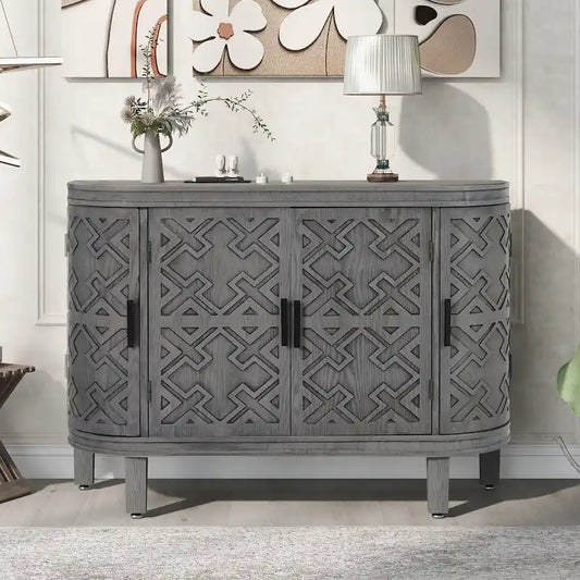 Accent Storage Cabinet Sideboard Wooden Cabinet with Antique Pattern Doors for Hallway, Entryway, Living Room, Bedroom