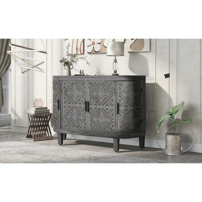 Accent Storage Cabinet Sideboard Wooden Cabinet with Antique Pattern Doors for Hallway, Entryway, Living Room, Bedroom