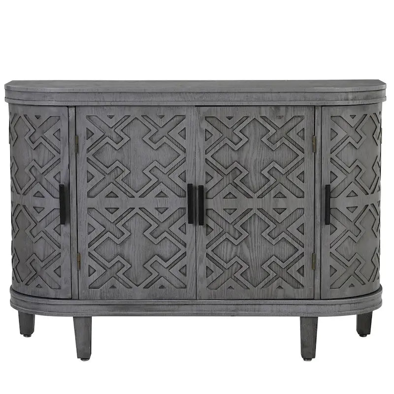 Accent Storage Cabinet Sideboard Wooden Cabinet with Antique Pattern Doors for Hallway, Entryway, Living Room, Bedroom