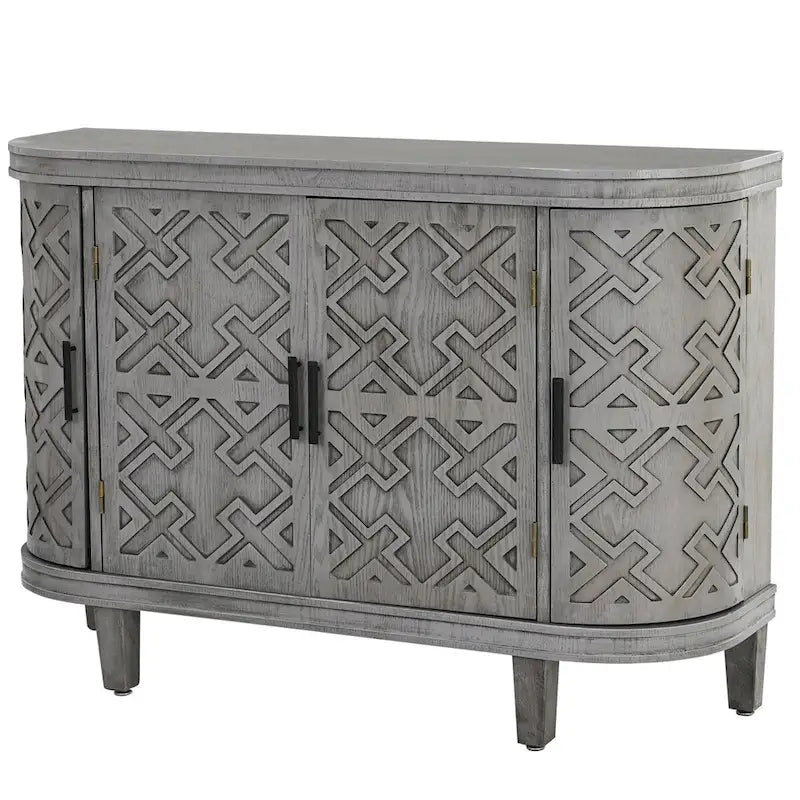 Accent Storage Cabinet Sideboard Wooden Cabinet with Antique Pattern Doors for Hallway, Entryway, Living Room, Bedroom
