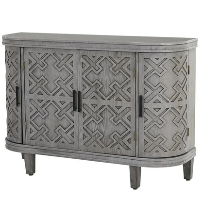 Accent Storage Cabinet Sideboard Wooden Cabinet with Antique Pattern Doors for Hallway, Entryway, Living Room, Bedroom