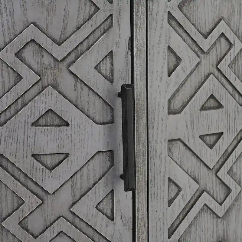 Accent Storage Cabinet Sideboard Wooden Cabinet with Antique Pattern Doors for Hallway, Entryway, Living Room, Bedroom