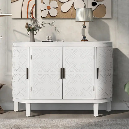 Accent Storage Cabinet Sideboard Wooden Cabinet with Antique Pattern Doors for Hallway, Entryway, Living Room, Bedroom