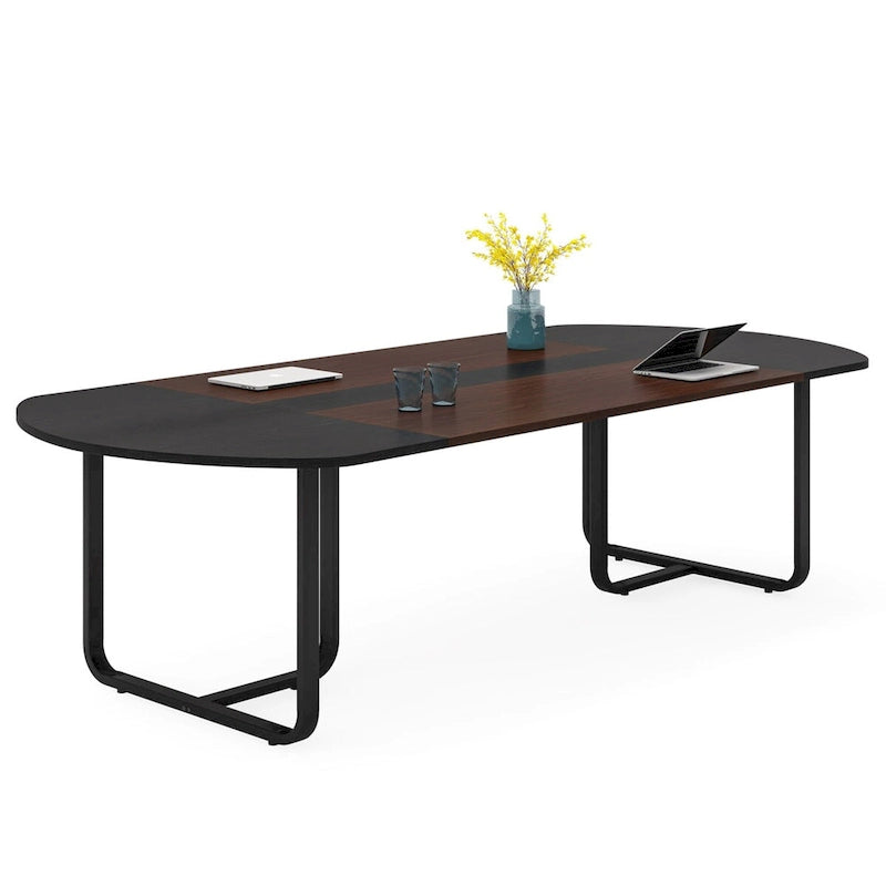 70.86 Modern Oval Dining Table with Splicing Board, Curved Kitchen Tables for 6-8