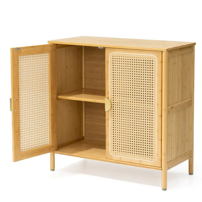 Sideboard Buffet Kitchen Storage Cabinet with Rattan Decorative Doors