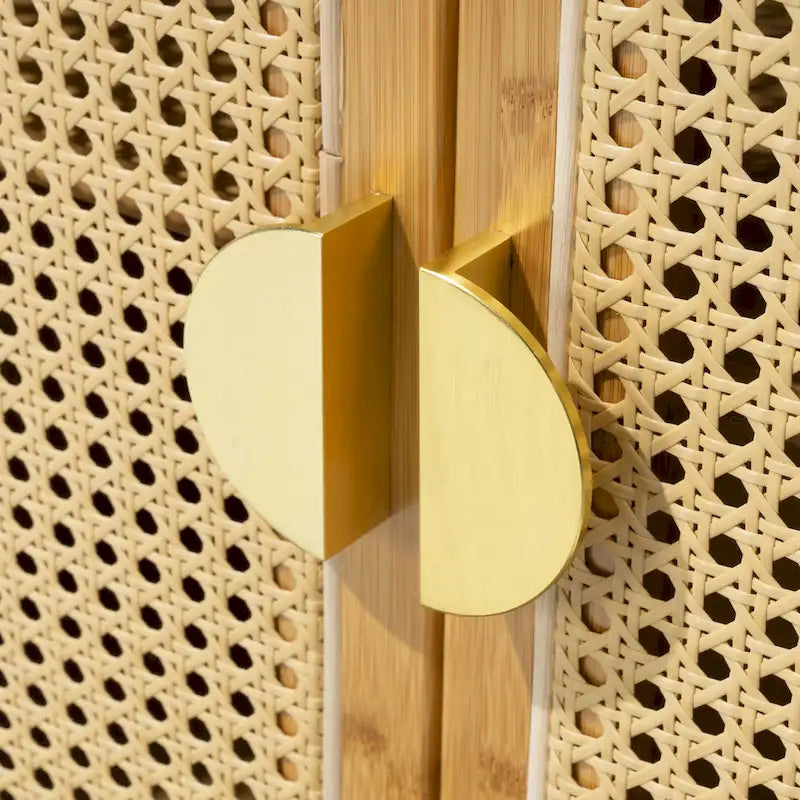 Sideboard Buffet Kitchen Storage Cabinet with Rattan Decorative Doors