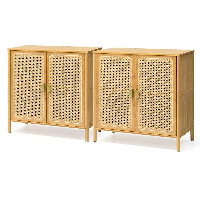 Sideboard Buffet Kitchen Storage Cabinet with Rattan Decorative Doors