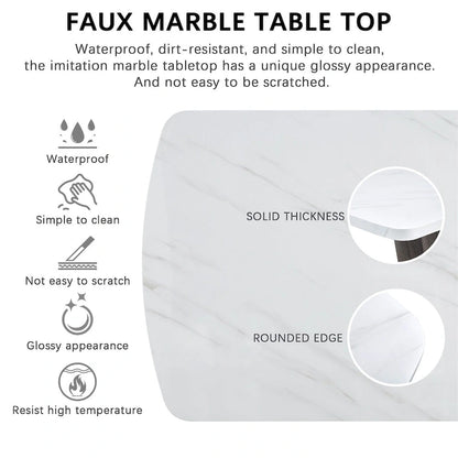 Merax Modern Dining Table with V-Shape MDF Base/ Linen Tufted Dining Room Chairs Set of 6