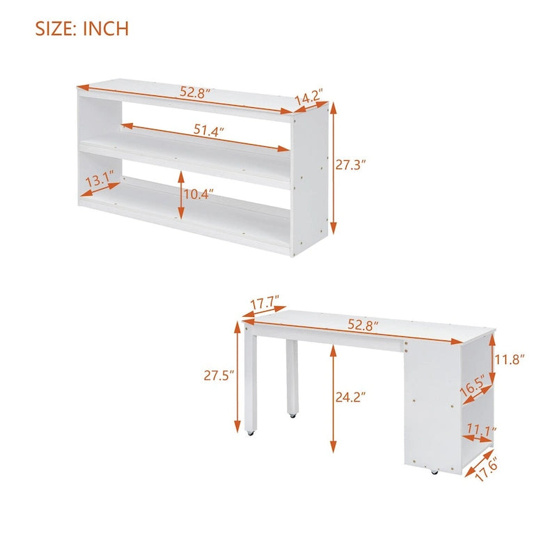 Nestfair Full Size Loft Bed with Retractable Writing Desk and 3 Drawers