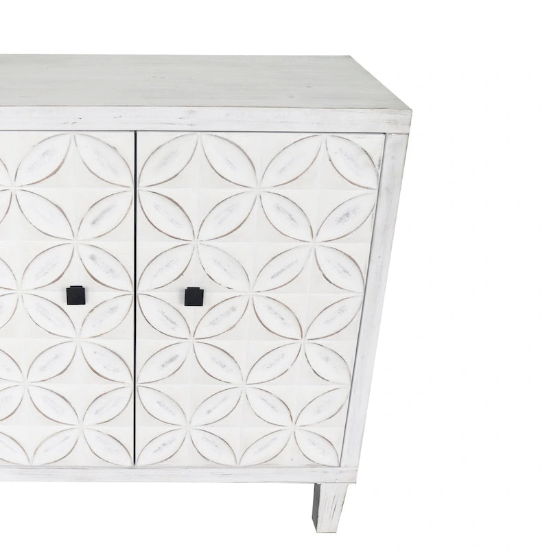 60-in Modern Wash White 4 Door Wooden Sideboard Buffet Server Accent Storage Cabinet