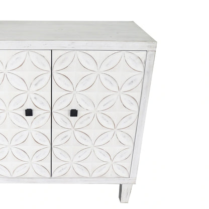 60-in Modern Wash White 4 Door Wooden Sideboard Buffet Server Accent Storage Cabinet