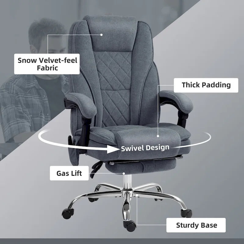 Vinsetto Massage Office Chair with 6 Vibration Points, Heated Reclining Computer Chair, Swivel Desk Chair