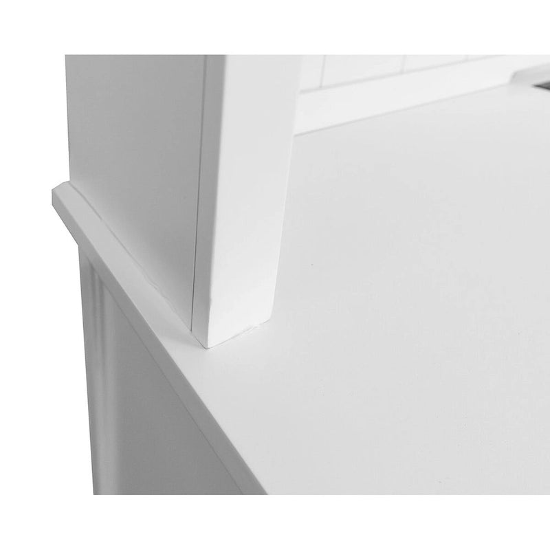 Modern Wood Hutch With Doors and Desk, Storage Hutch and Credenza, Office Storage, Fully Assembled, White