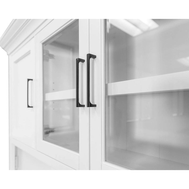 Modern Wood Hutch With Doors and Desk, Storage Hutch and Credenza, Office Storage, Fully Assembled, White