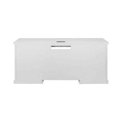 Modern Wood Hutch With Doors and Desk, Storage Hutch and Credenza, Office Storage, Fully Assembled, White