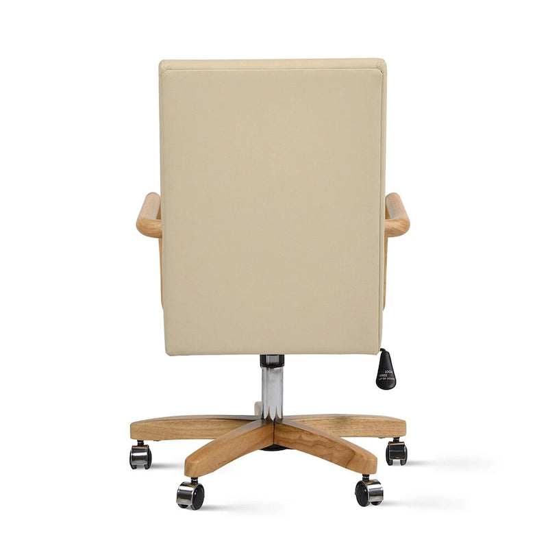 Dumont Modern Farmhouse Top Grain Leather Swivel Office Desk Chair