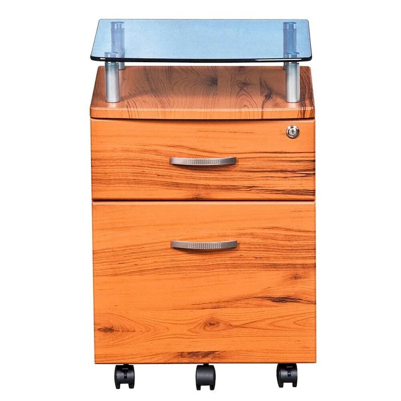 Porch & Den Capilano Glass Top Rolling File Cabinet