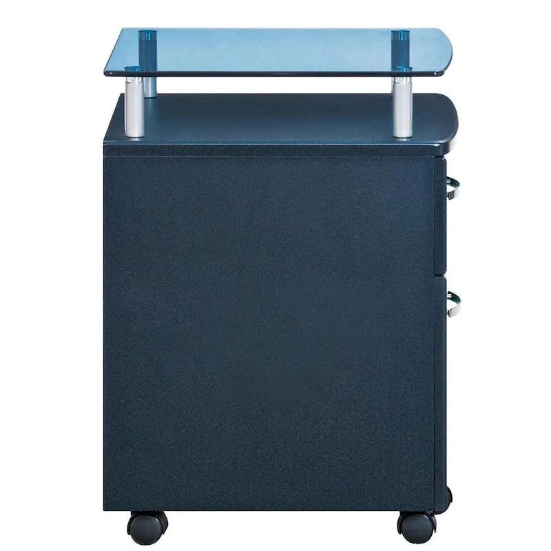 Porch & Den Capilano Glass Top Rolling File Cabinet