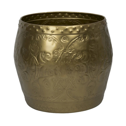 Debossed Metal Drum Side Table