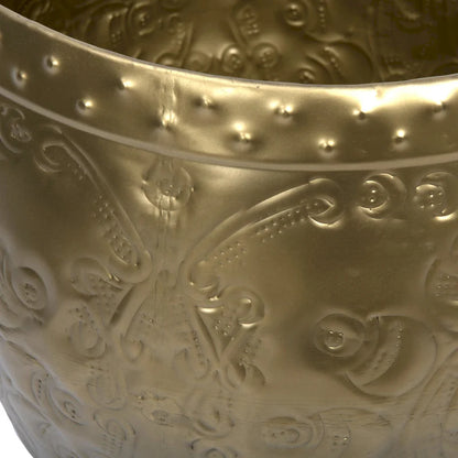 Debossed Metal Drum Side Table