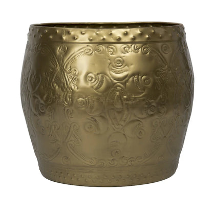 Debossed Metal Drum Side Table