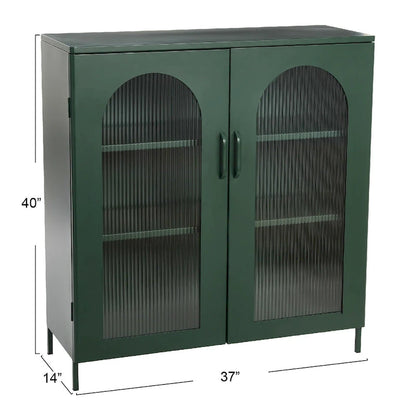 Metal Cabinet with 2 Arched Glass Doors