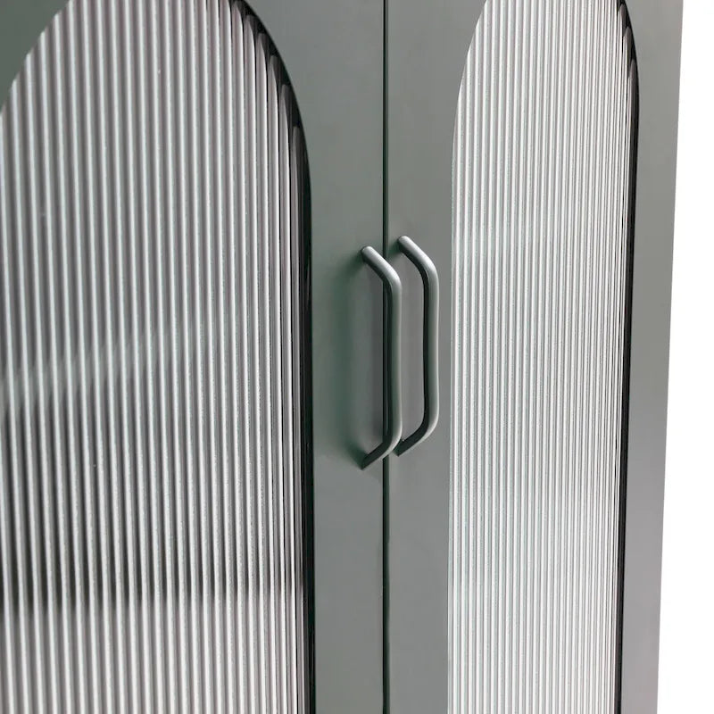 Metal Cabinet with 2 Arched Glass Doors