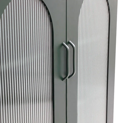 Metal Cabinet with 2 Arched Glass Doors