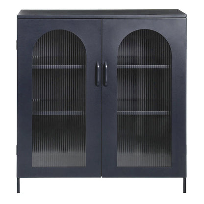 Metal Cabinet with 2 Arched Glass Doors