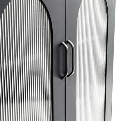 Metal Cabinet with 2 Arched Glass Doors