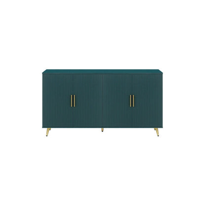 Wood TV Stand with Storage Cabinet & Adjustable Shelves, Media TV Console for Living Room Bedroom(Navy Blue)