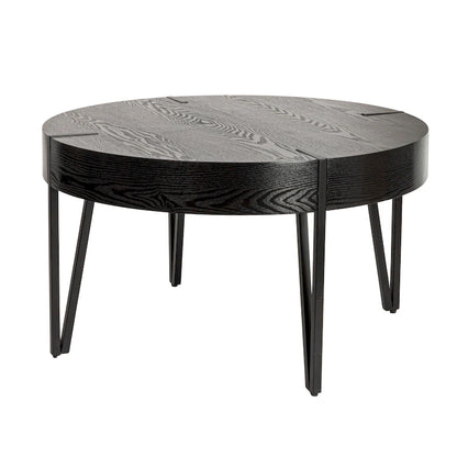 Wood Side Coffee Table with Metal Hairpin Legs