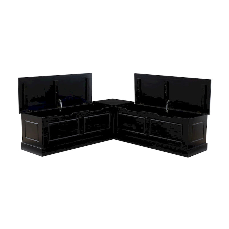 Josie Black Backless Wooden Nook with Cushion Set