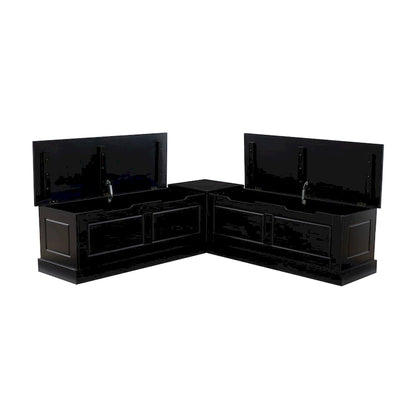 Josie Black Backless Wooden Nook with Cushion Set