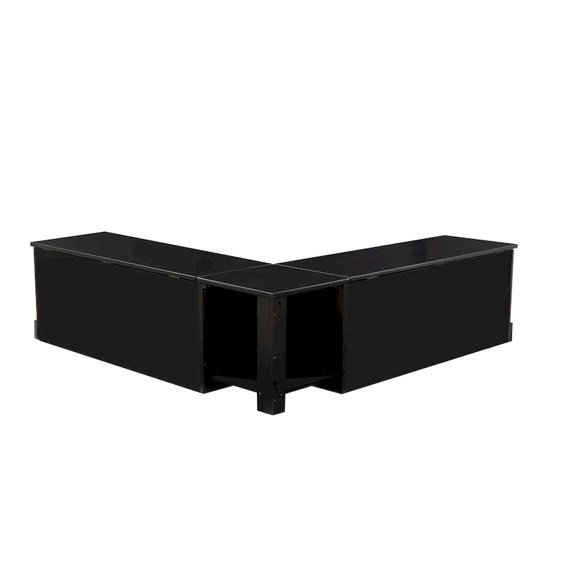 Josie Black Backless Wooden Nook with Cushion Set