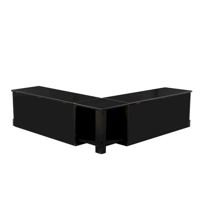 Josie Black Backless Wooden Nook with Cushion Set