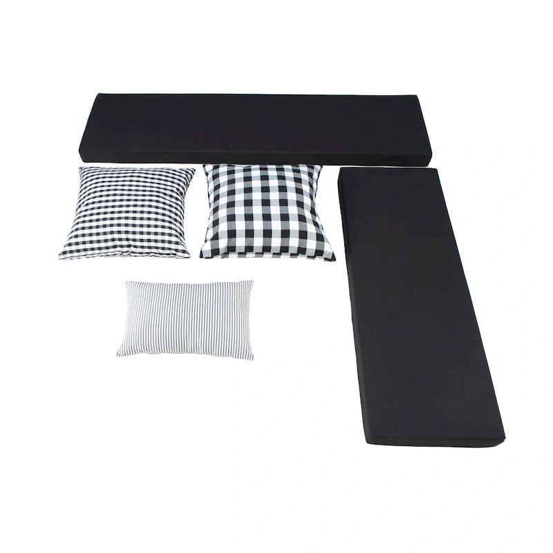 Josie Black Backless Wooden Nook with Cushion Set