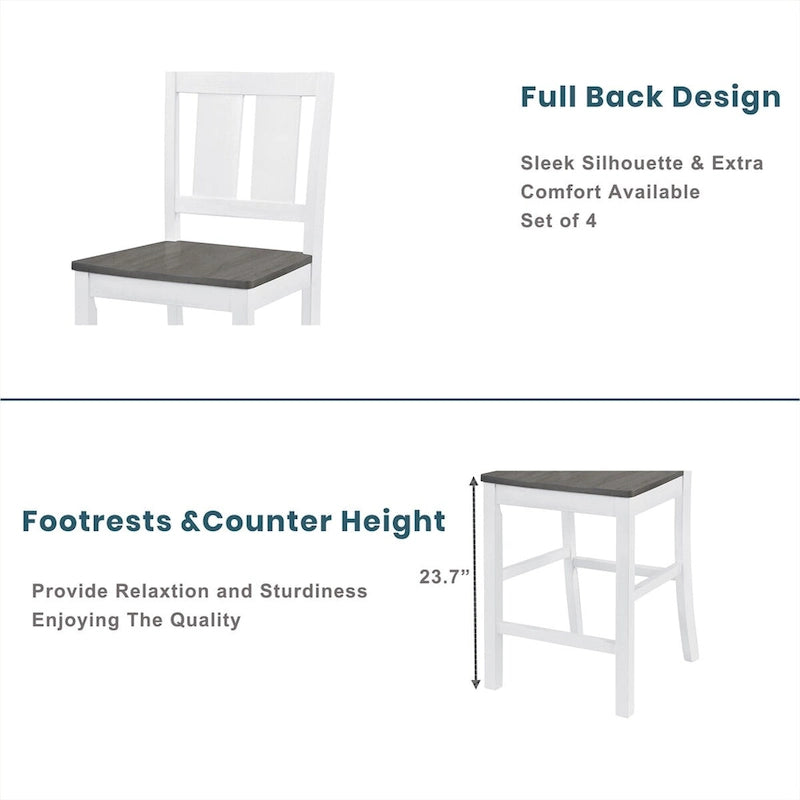 Rustic Farmhouse 5-Piece Counter Height Dining Table Set