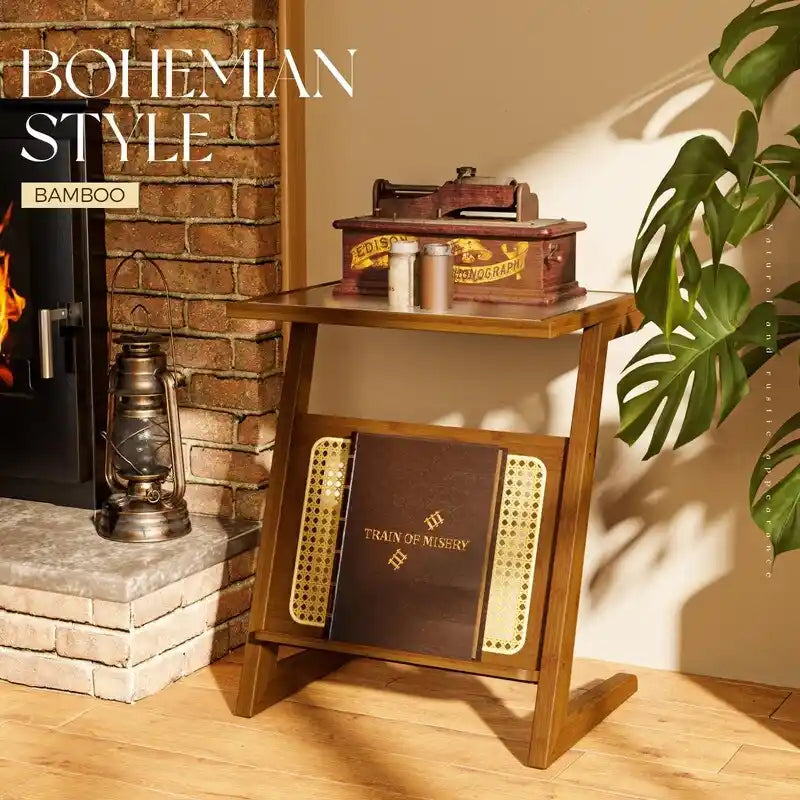 Z Shape Mid Century Modern End Table - 14D x 18W x 22H