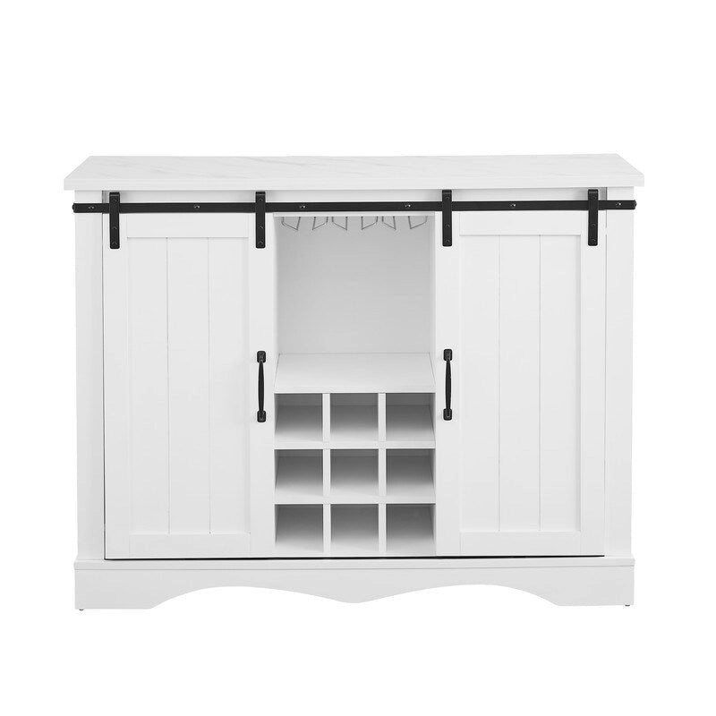 Rustic 47-inch Bar Cabinet with Sliding Barn Door