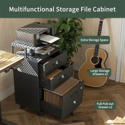 3-Drawer Rolling Filing Cabinet - 6.3D x 30.12W x 21.65H